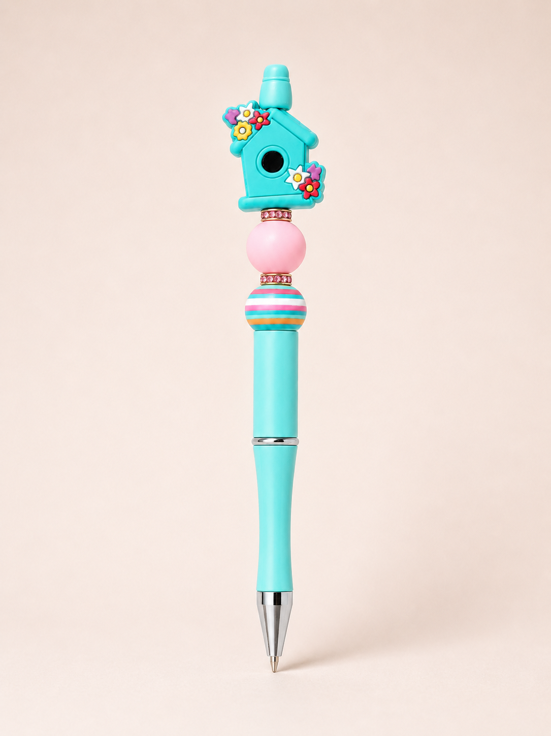 Teal Birdhouse Charm Pen