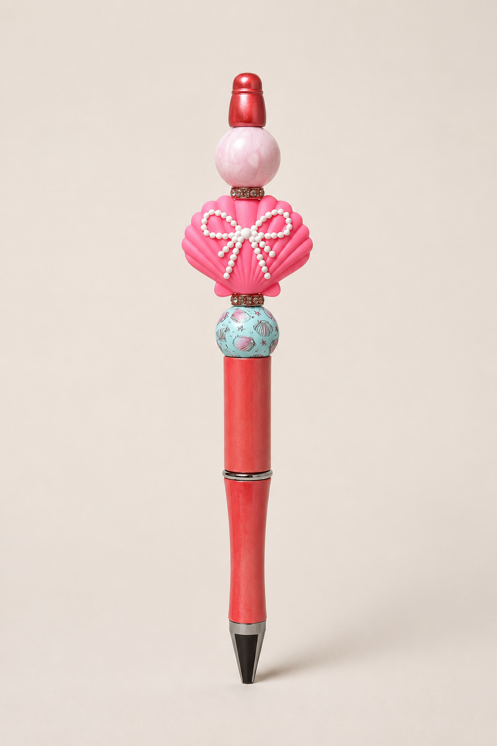 Coral Seashell Bow Pen