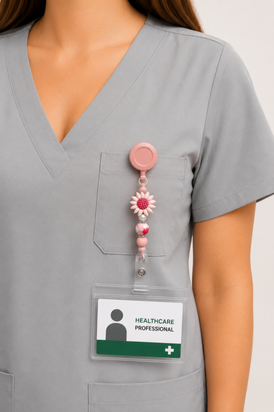 Pink Seaside Daisy Badge Reel