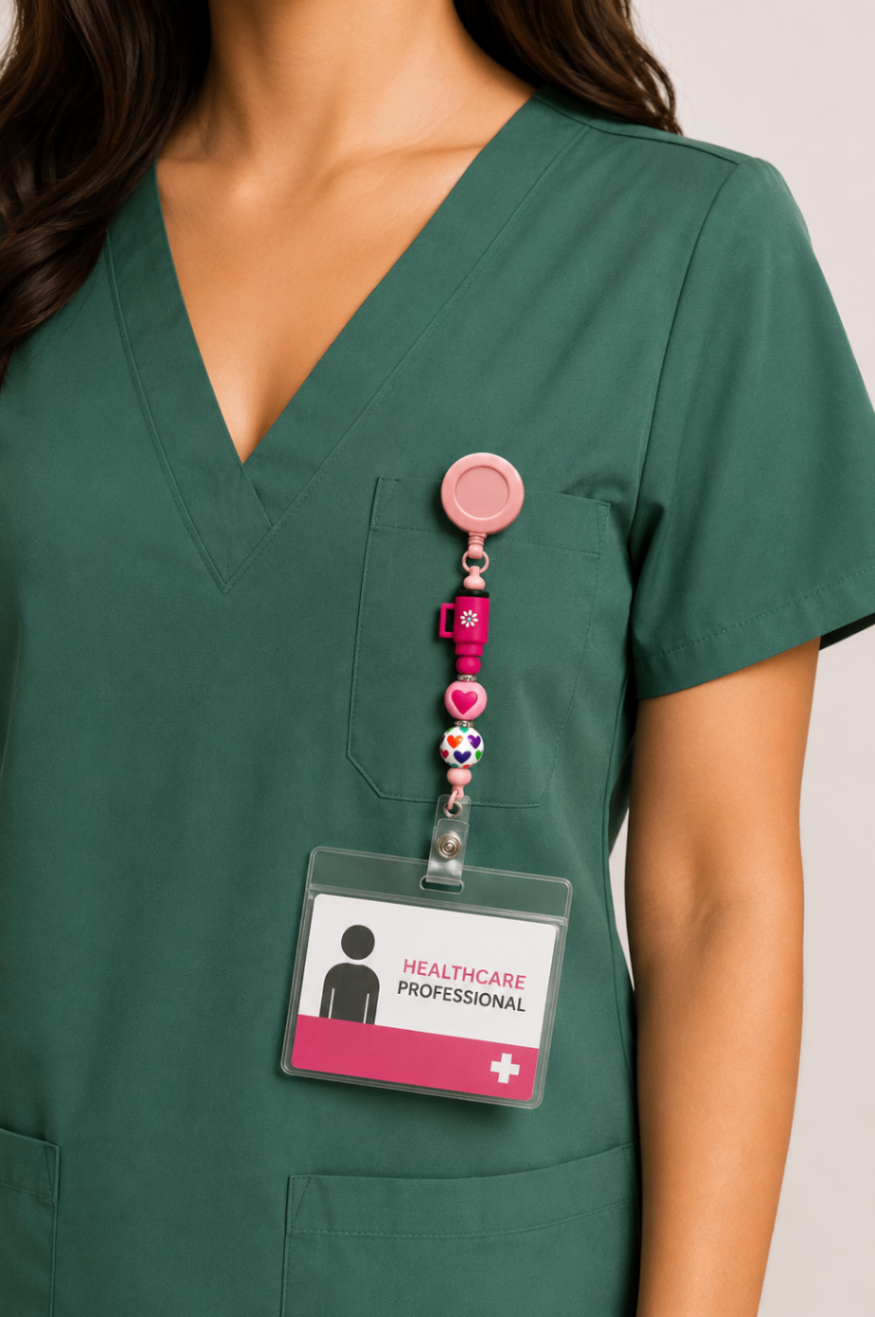 Nurses Care Pink Badge Reel