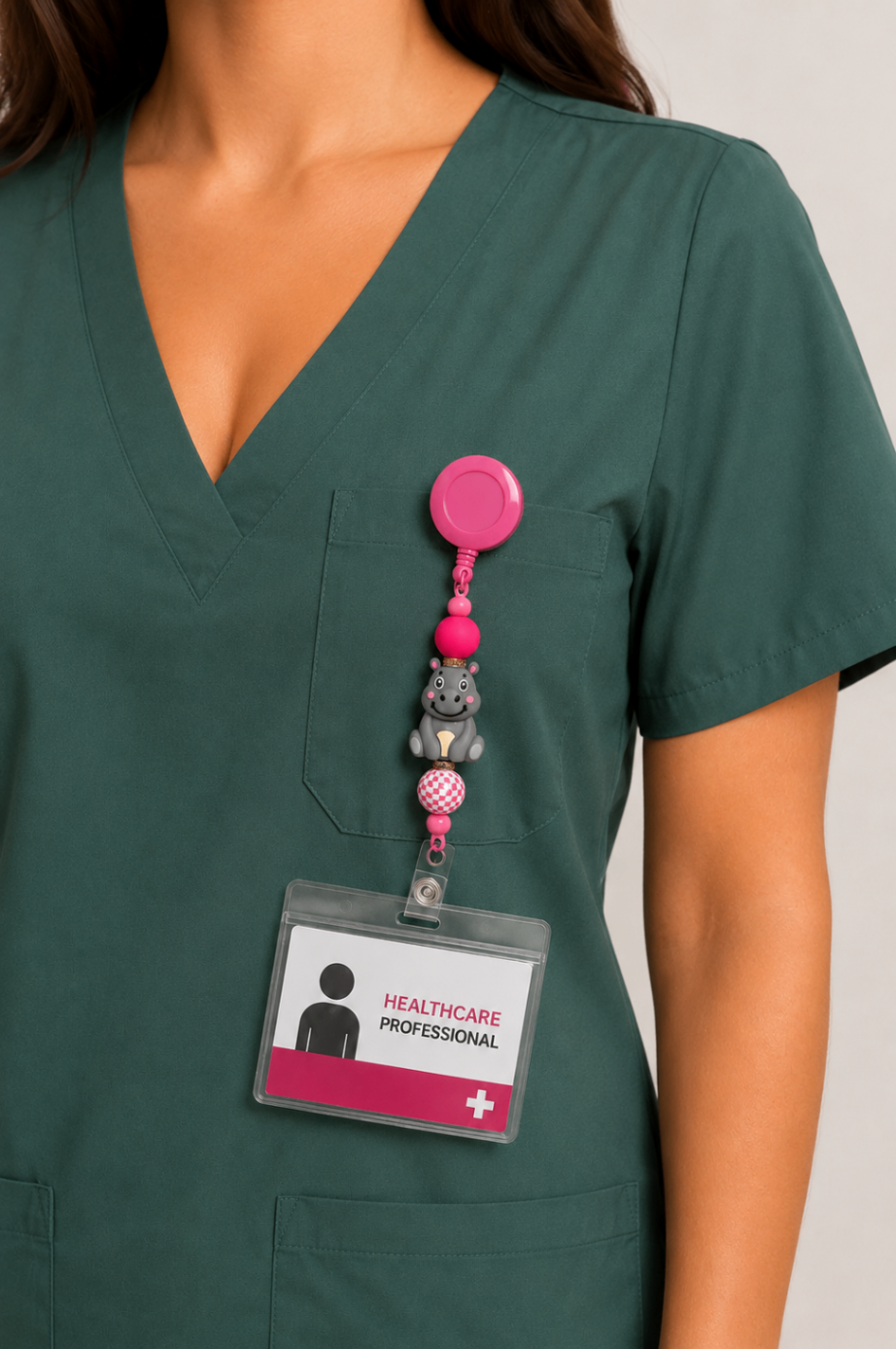 Blush Hippo Badge Reel