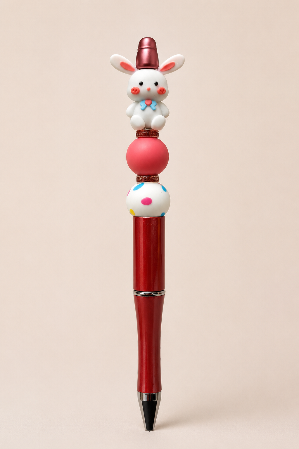 Rosy Bunny Bead Pen