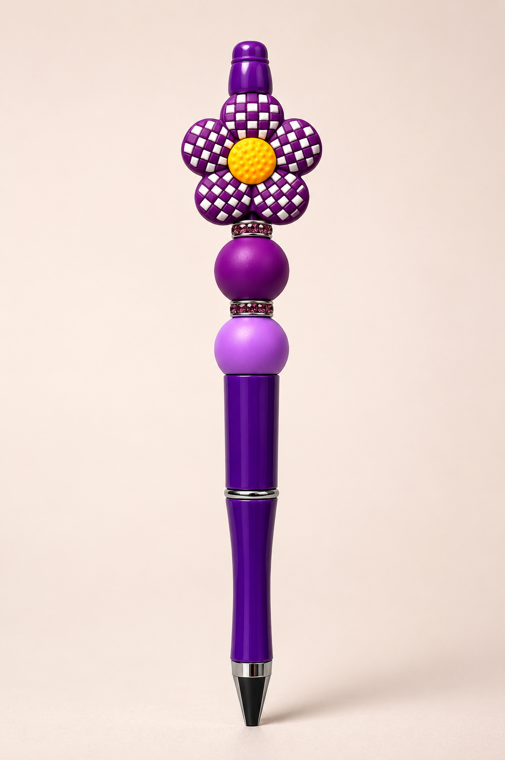Violet Checker Flower Pen