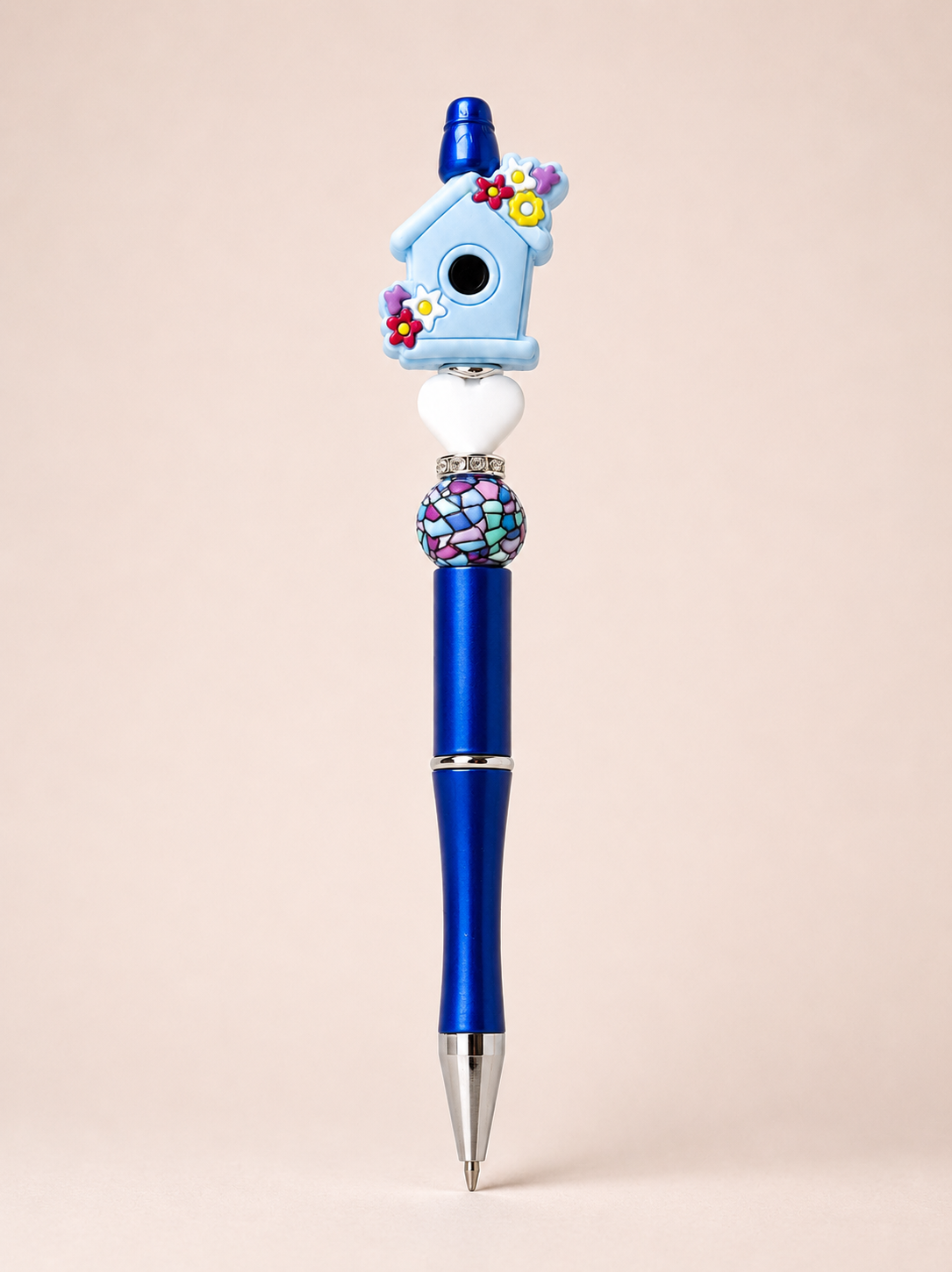 Blue Birdhouse Charm Pen